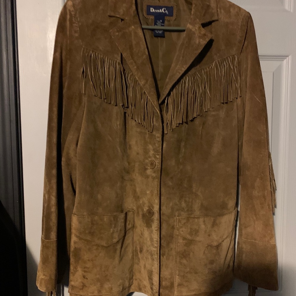Ladies beautiful suede jacket with fringe